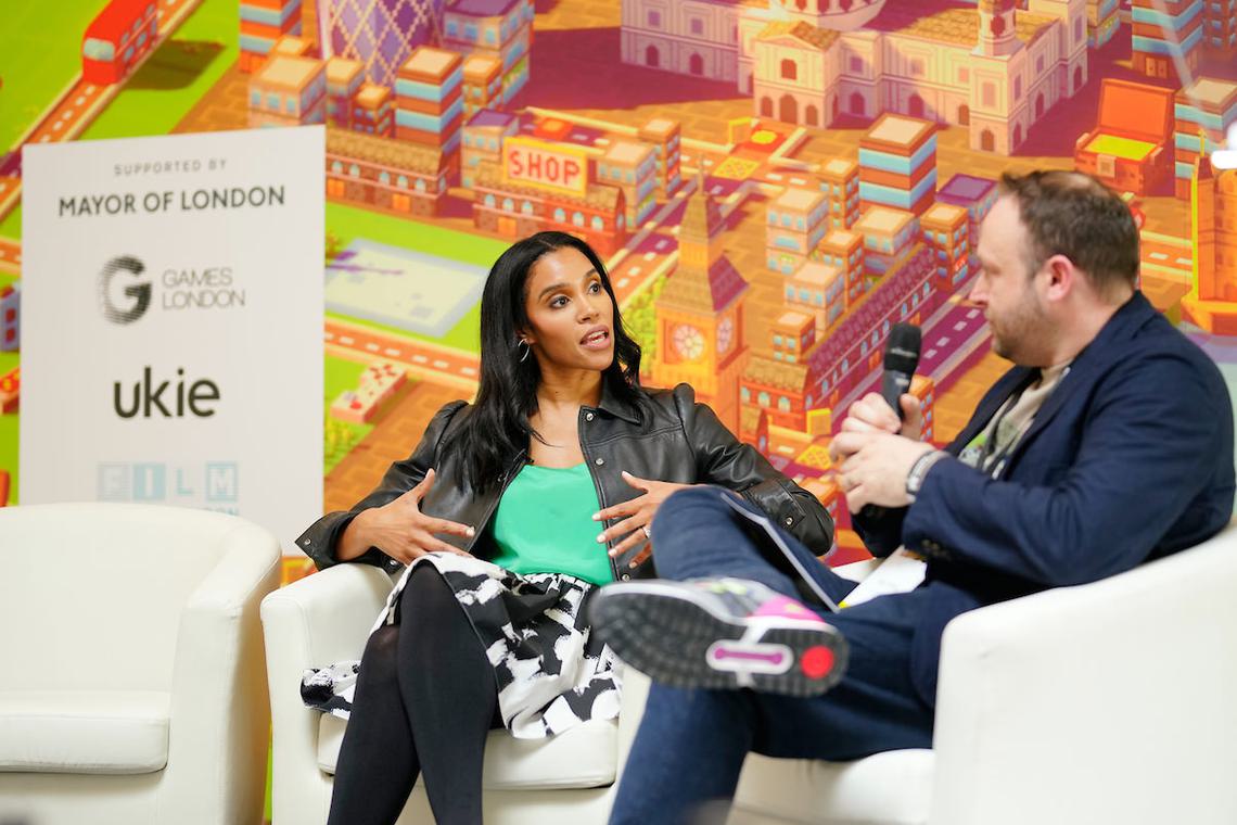 Sarah Bond, Corporate Vice President, Xbox speaking to Michael French at London Games Festival 2023