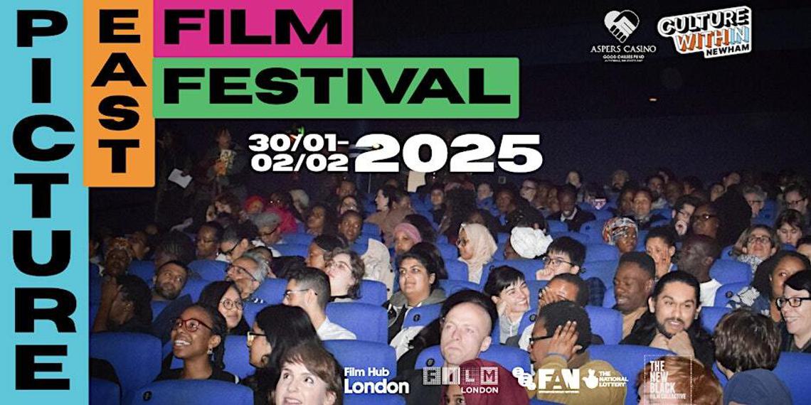 Cinema audience with text overlay Picture East Film Festival 2025