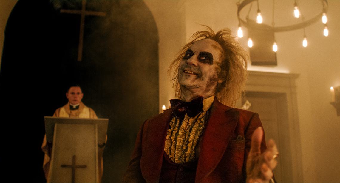 Michael Keaton in Beetlejuice Beetlejuice (2024). Courtesy of Warner Brothers.