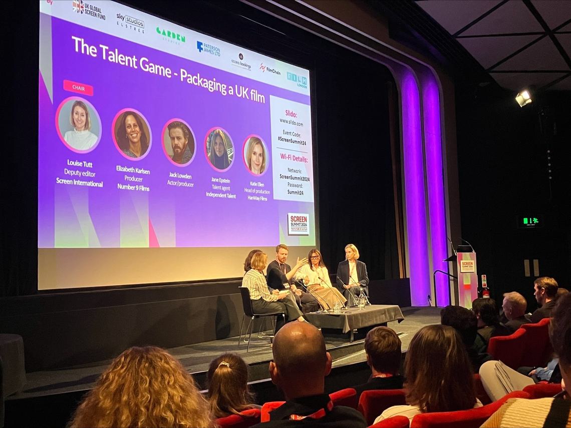 Cinema screen showing slide for The Talent Game presentation